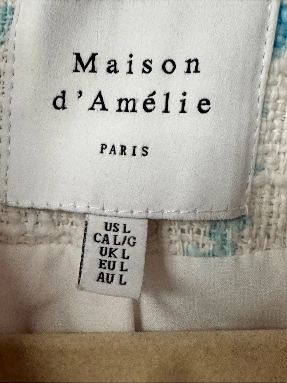 Maison d’Amelie Paris Blazer L Pastel Plaid Tweed Double Breasted Preppy Chic E